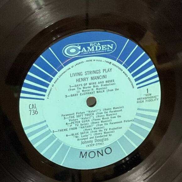 Living Strings Play Henry Mancini (Vinyl, 1963) RCA Camden CAL 736 VG LP Record - Picture 7 of 9
